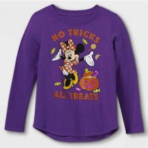 Girls Minnie Mouse Halloween "No Tricks All Treats" Tshirt Size XL 14/16 NWT